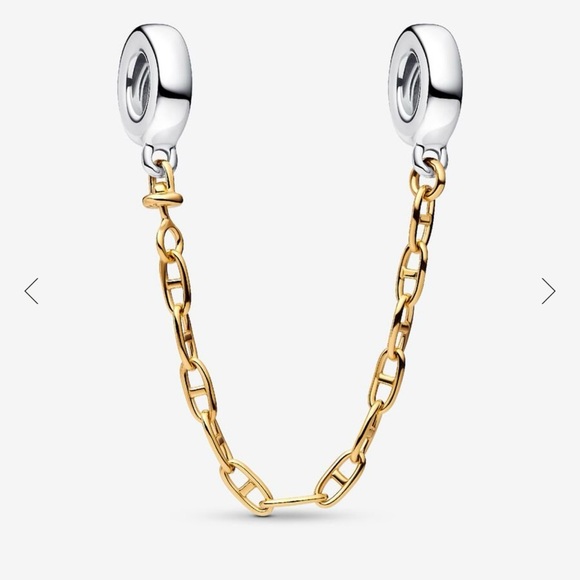 Pandora Silver and gold safety chain screws on NEW elongated